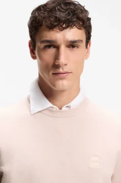 Cotton-blend sweater with logo patch