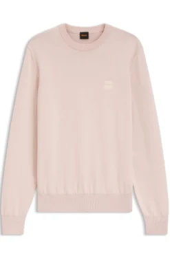 Cotton-blend sweater with logo patch
