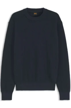 Cotton-blend sweater with ribbed knit