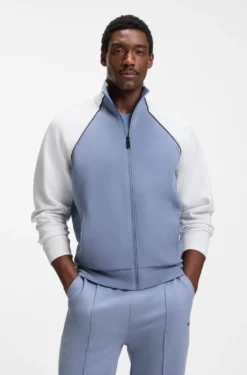 Cotton-blend sweatshirt with contrast piping