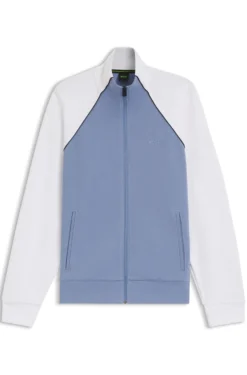 Cotton-blend sweatshirt with contrast piping