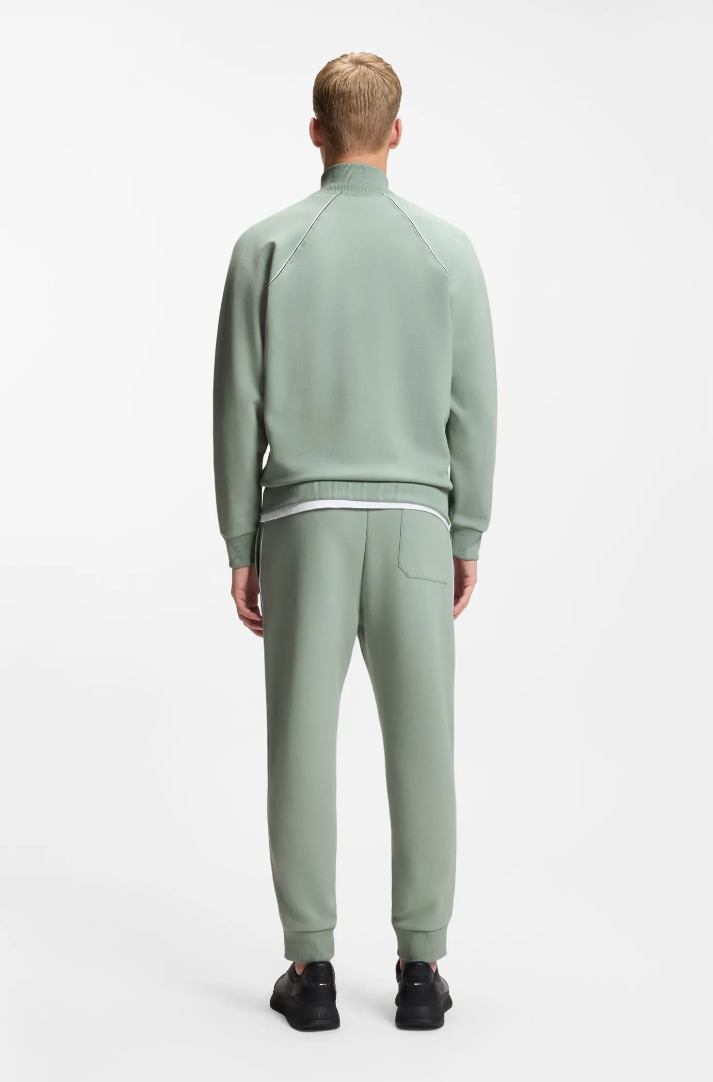 Cotton-blend sweatshirt with contrast piping