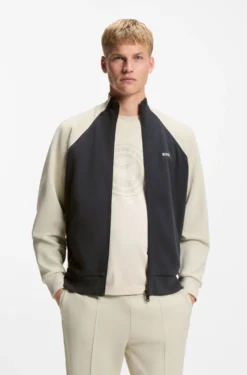 Cotton-blend sweatshirt with contrast piping