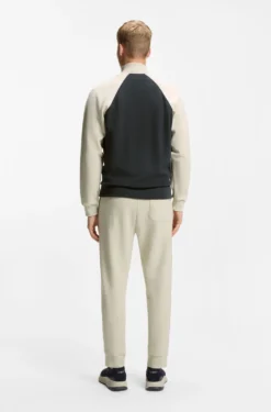 Cotton-blend sweatshirt with contrast piping