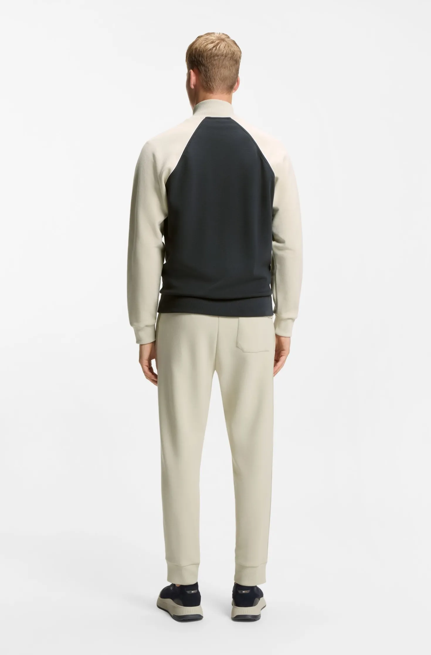 Cotton-blend sweatshirt with contrast piping