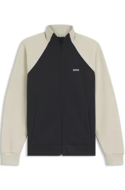 Cotton-blend sweatshirt with contrast piping