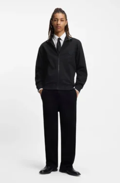 Cotton-blend sweatshirt with drop-needle stripe