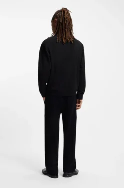 Cotton-blend sweatshirt with drop-needle stripe