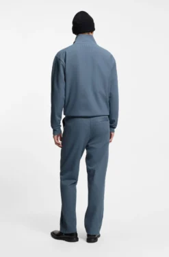 Cotton-blend sweatshirt with drop-needle stripe