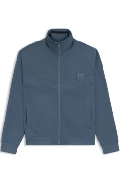 Cotton-blend sweatshirt with drop-needle stripe