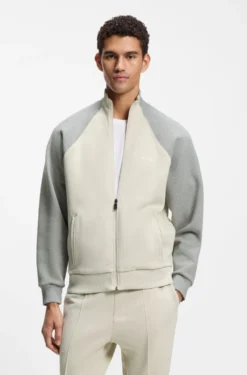 Cotton-blend sweatshirt with contrast piping