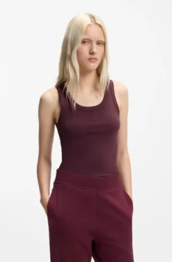 Cotton-blend tank top with stacked-logo embroidery