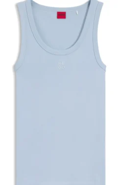 Cotton-blend tank top with stacked-logo embroidery