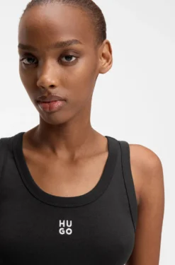 Cotton-blend tank top with stacked-logo embroidery