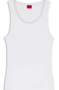 Cotton-blend tank top with stacked-logo embroidery