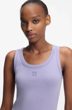 Cotton-blend tank top with stacked-logo embroidery