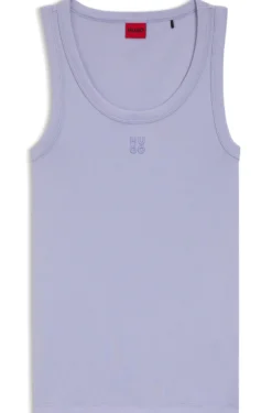 Cotton-blend tank top with stacked-logo embroidery