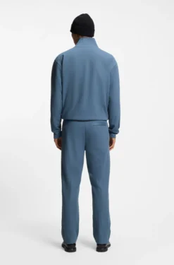 Cotton-blend tracksuit bottoms with drop-needle stripe