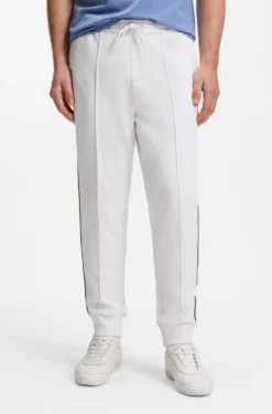 Cotton-blend tracksuit bottoms with piping details