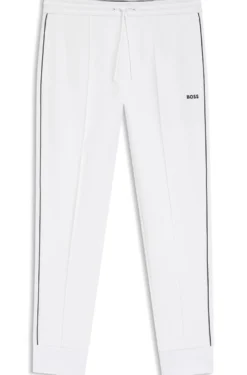 Cotton-blend tracksuit bottoms with piping details