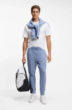 Cotton-blend tracksuit bottoms with piping details