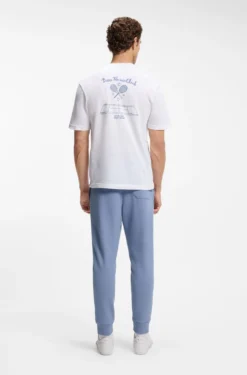 Cotton-blend tracksuit bottoms with piping details