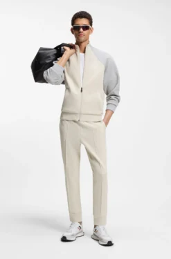 Cotton-blend tracksuit bottoms with piping details