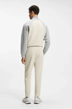 Cotton-blend tracksuit bottoms with piping details
