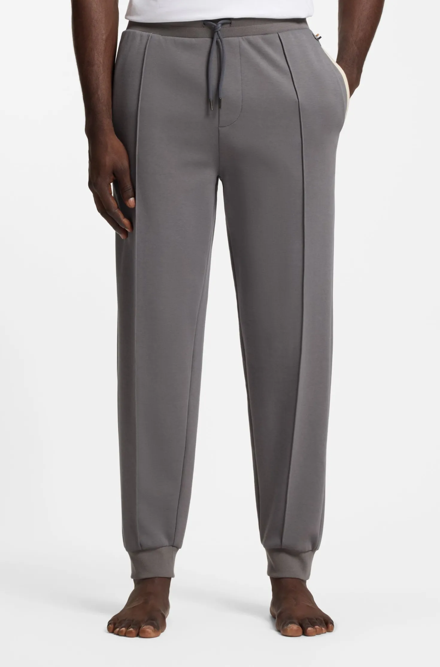 Cotton-blend tracksuit bottoms with contrast binding