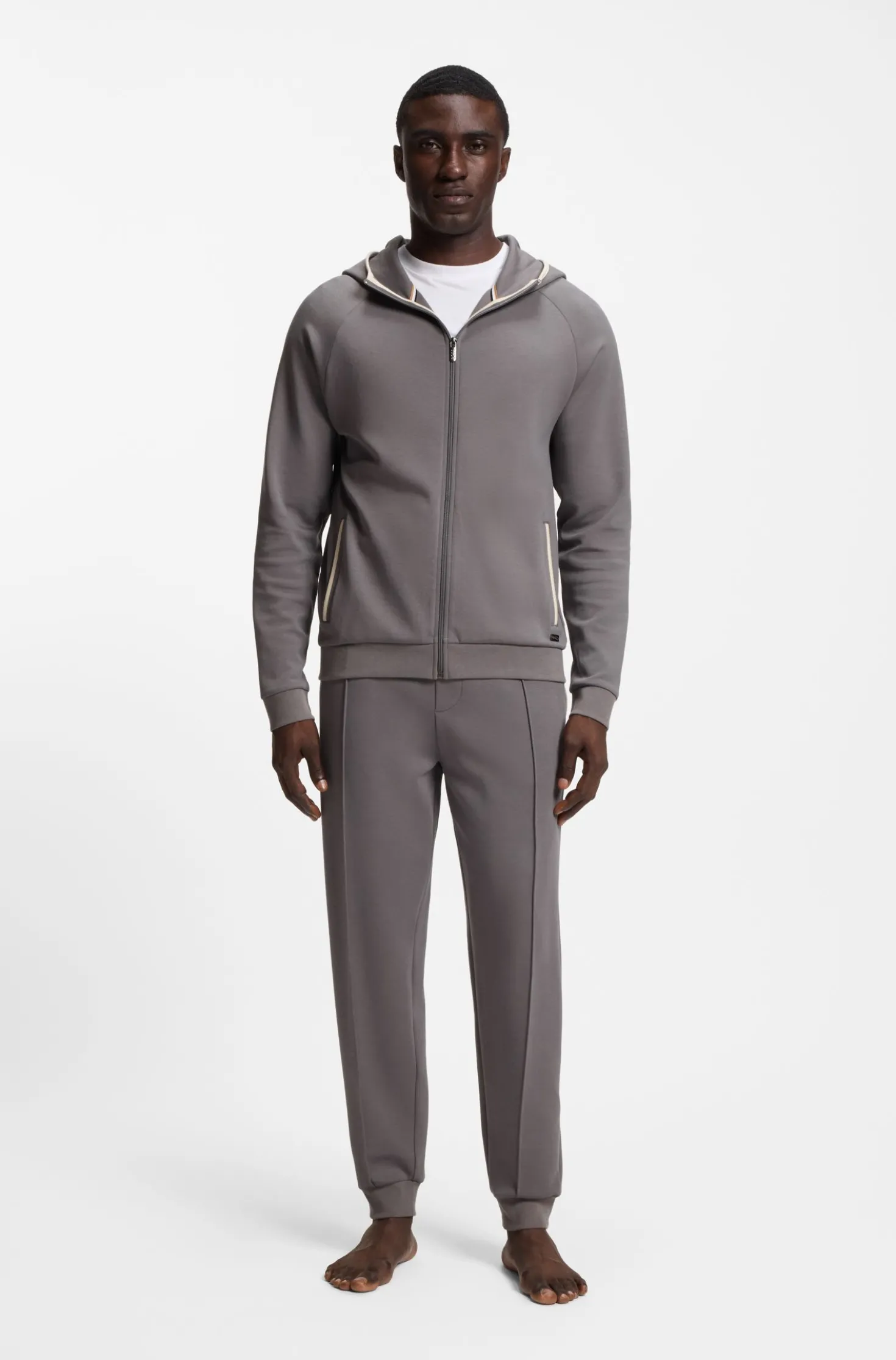 Cotton-blend tracksuit bottoms with contrast binding