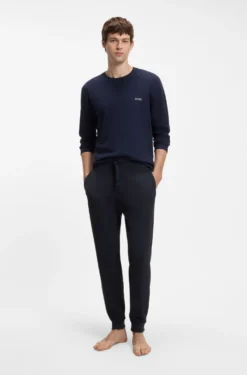 Cotton-blend tracksuit bottoms with waffle structure