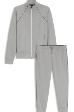 Cotton-blend tracksuit set with contrast piping