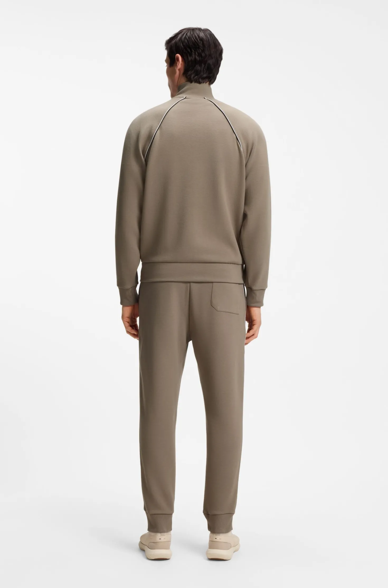 Cotton-blend tracksuit set with contrast piping