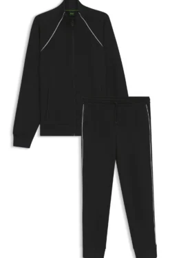 Cotton-blend tracksuit set with contrast piping