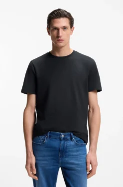 Cotton-blend T-shirt with bubble-jacquard structure