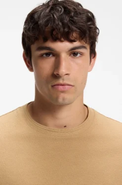 Cotton-blend T-shirt with bubble-jacquard structure