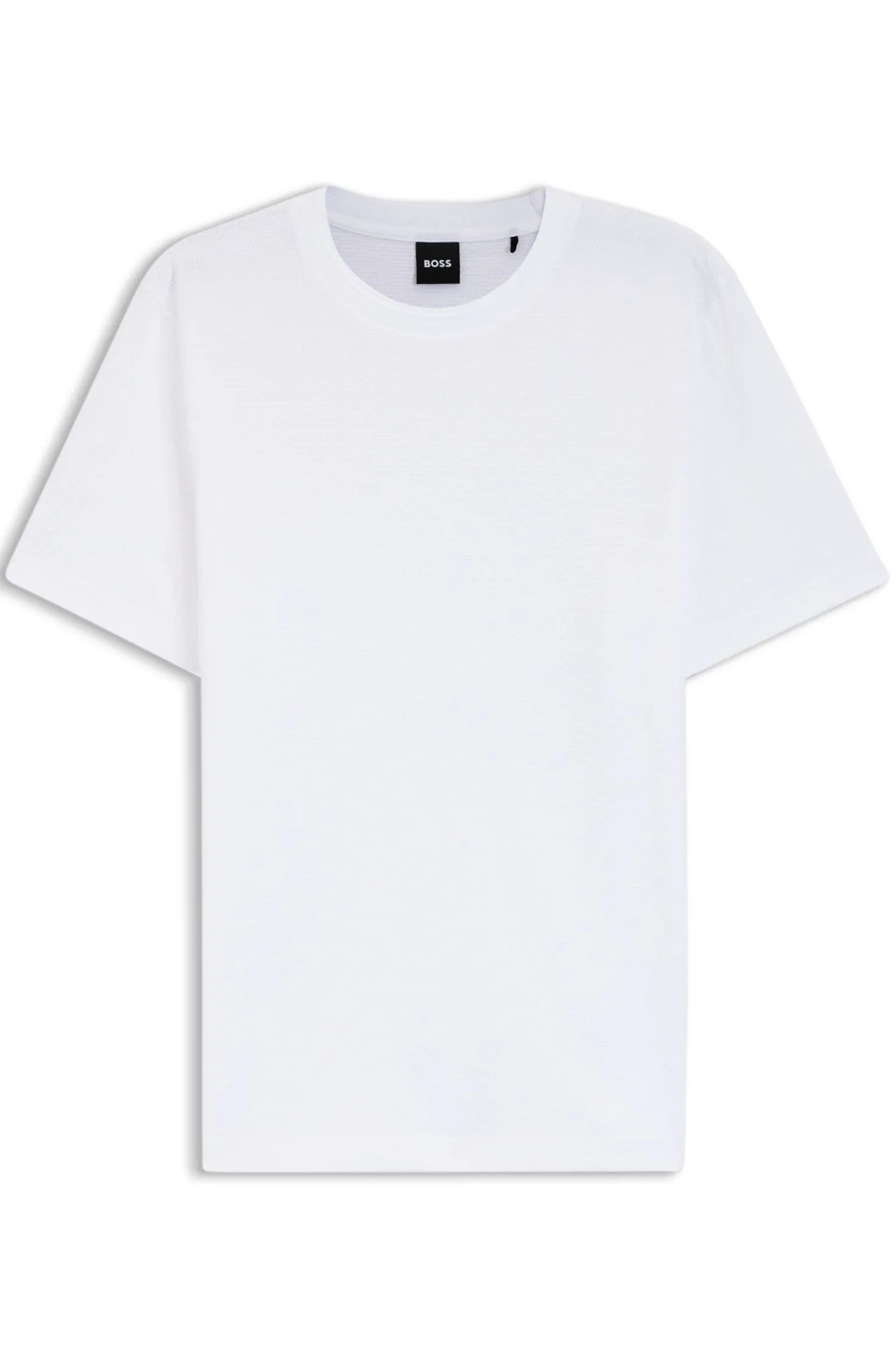 Cotton-blend T-shirt with bubble-jacquard structure