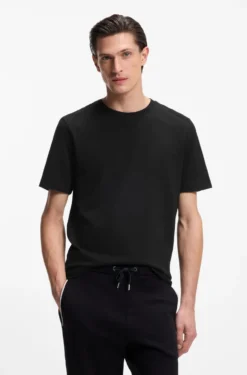 Cotton-blend T-shirt with bubble-jacquard structure