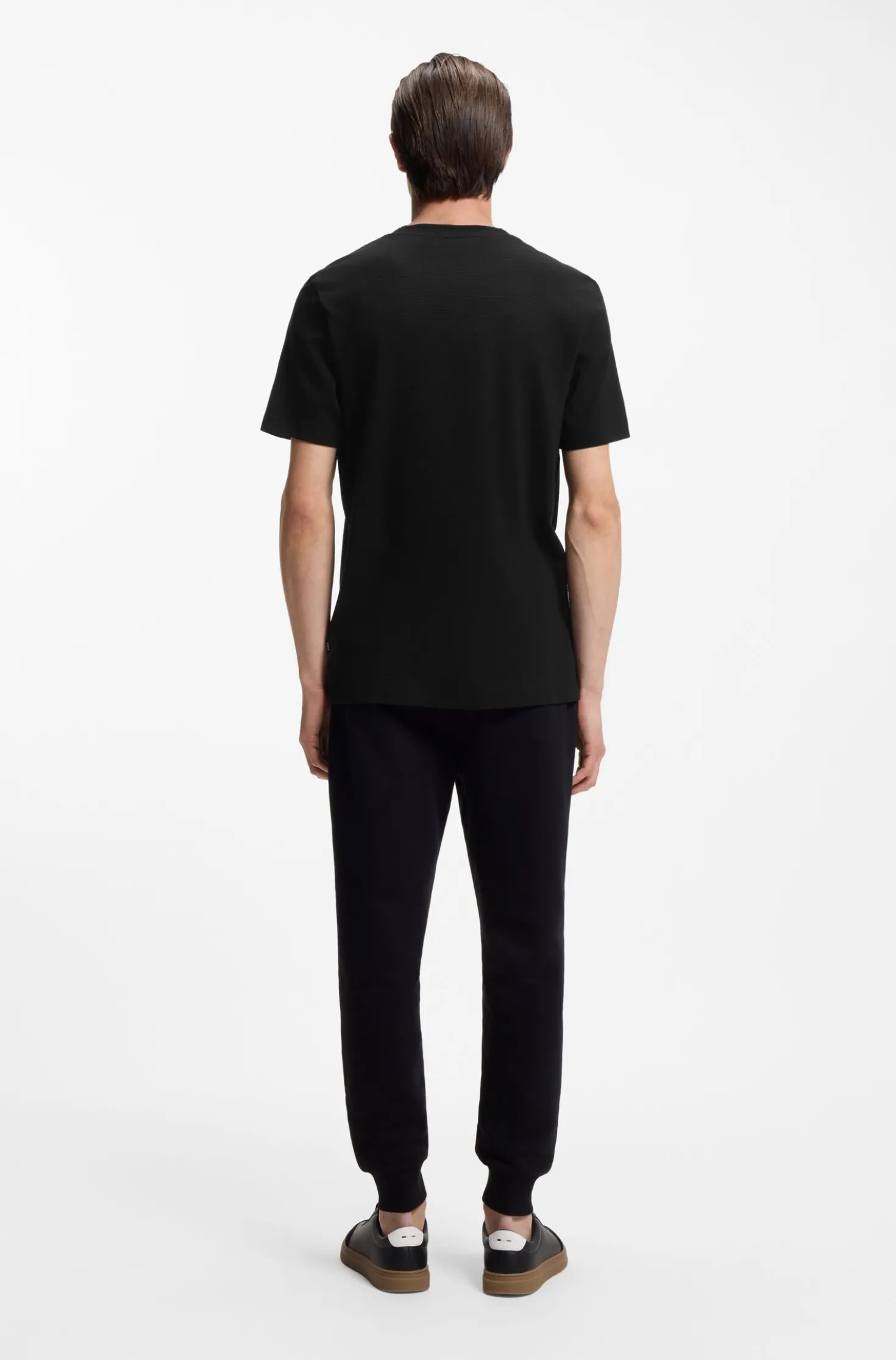 Cotton-blend T-shirt with bubble-jacquard structure