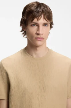 Cotton-blend T-shirt with creased effect