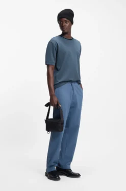 Cotton-blend T-shirt with drop-needle stripe