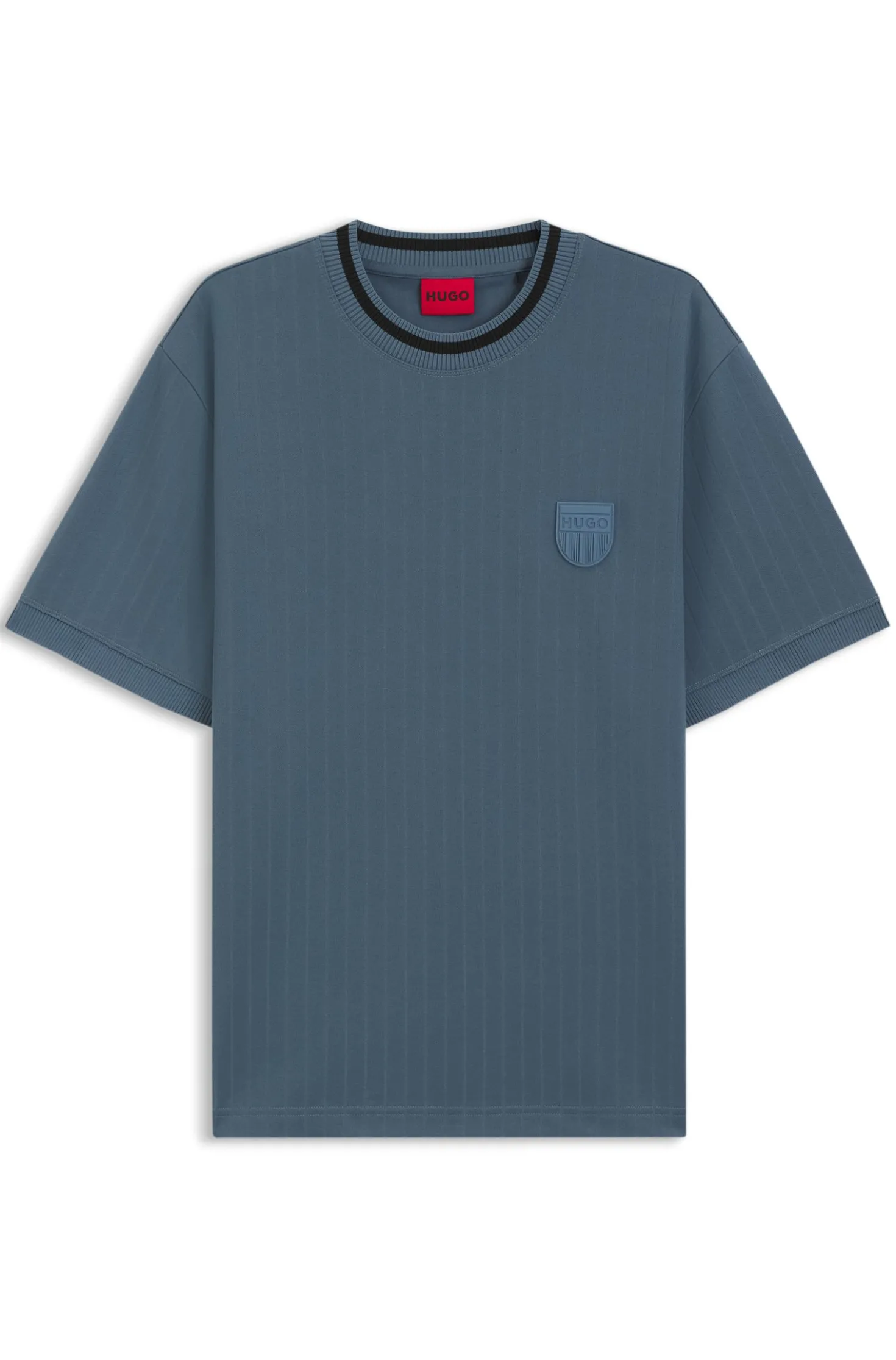 Cotton-blend T-shirt with drop-needle stripe