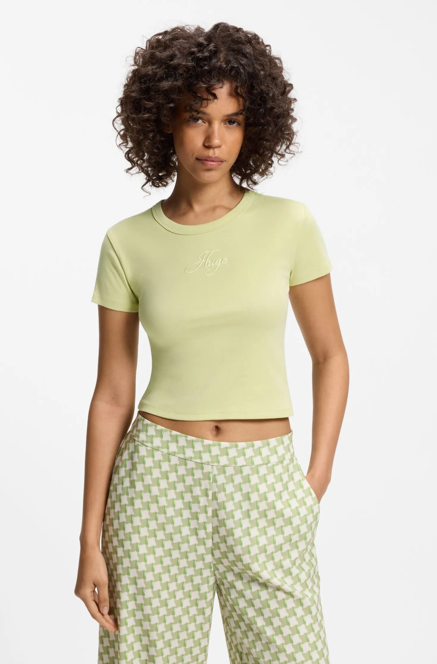 Cotton-blend T-shirt with embroidered logo