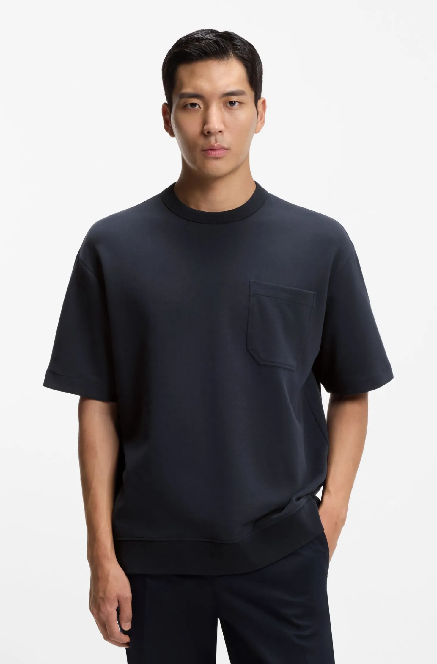 Cotton-blend T-shirt with peached finish