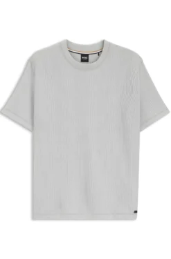 Cotton-blend T-shirt with waffle structure