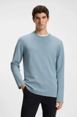 Cotton-blend T-shirt with waffle structure