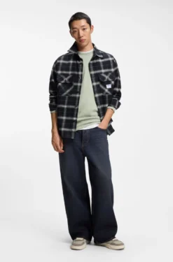 Cotton-blend T-shirt with waffle structure