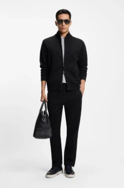 Cotton-blend zip sweatshirt with waffle texture
