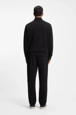 Cotton-blend zip sweatshirt with waffle texture