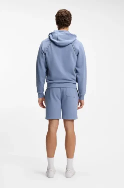 Cotton-blend zip-up hoodie with piping details